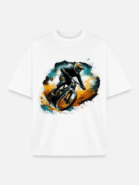 MTB Mountain Biking Mountain Bike Gift - Boxy Heavyweight Unisex Organic T-Shirt by Stanley/Stella - white