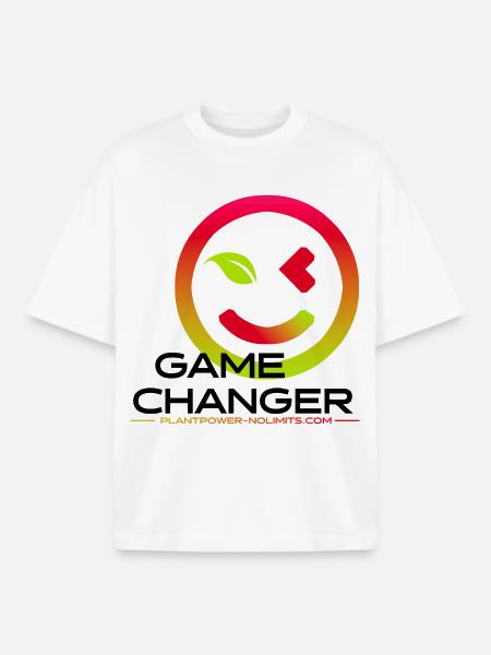GAME CHANGER | Plant Power - No Limits - Boxy Heavyweight Unisex Organic T-Shirt by Stanley/Stella - white