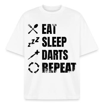 Dart Täglicher Zeitplan - Boxy Heavyweight Unisex Organic T-Shirt von Stanley/Stella - Weiß - Vorne - AI Model Male 185 light (185cm) & AI Model Female 172 dark (172cm)