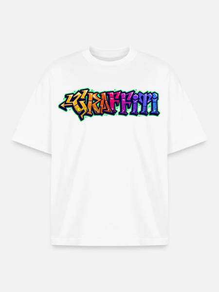 Graffiti Saying Drawing Illustration Street Art - Boxy Heavyweight Unisex Organic T-Shirt by Stanley/Stella - white