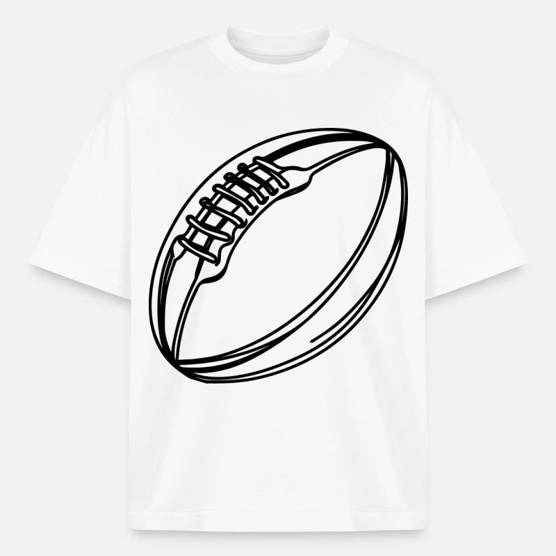 Rugby Ball - Heavyweight Boxy Unisex T-Shirt by Stanley/Stella - white