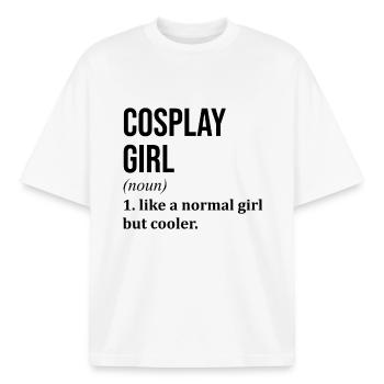 Cosplay - Boxy Heavyweight Unisex Organic T-Shirt by Stanley/Stella - white - Front - AI Model Male 185 light (185cm) & AI Model Female 172 dark (172cm)