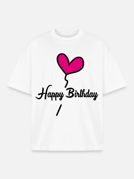 HAPPY BIRTHDAY - Boxy Heavyweight Unisex Organic T-Shirt by Stanley/Stella - white