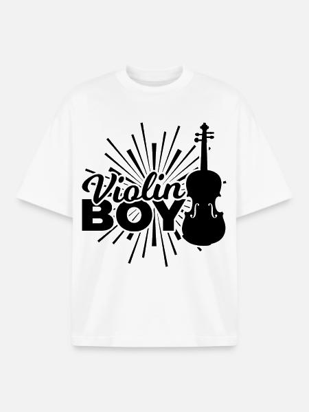 Funny violinist - Boxy Heavyweight Unisex Organic T-Shirt by Stanley/Stella - white