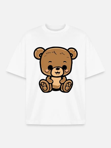Kuschelteddy Sitzender Braunbär - Boxy Heavyweight Unisex Organic T-Shirt von Stanley/Stella - Weiß