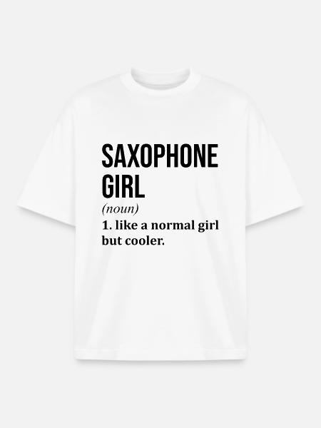 Saxophone Saxophone Saxophone - Boxy Heavyweight Unisex Organic T-Shirt by Stanley/Stella - white