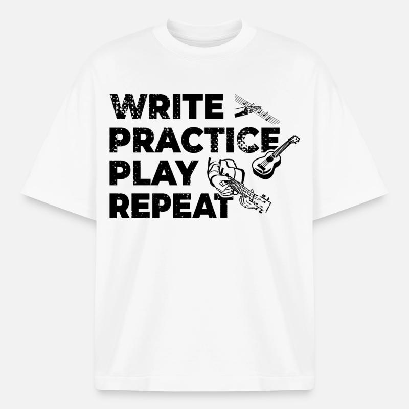 Writing, practicing, playing, repeating - Heavyweight Boxy Unisex T-Shirt by Stanley/Stella - white
