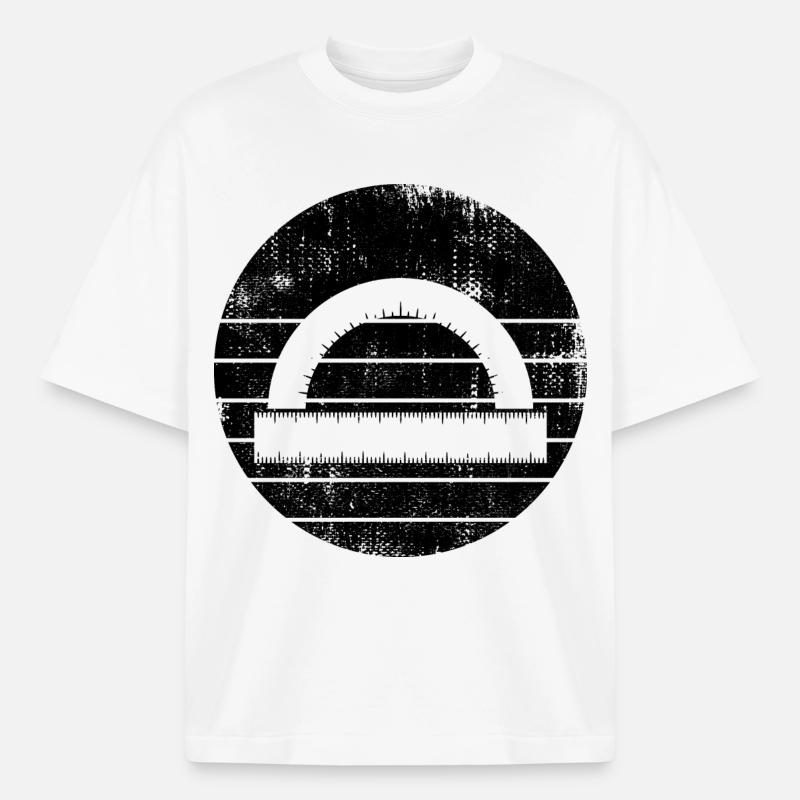Protractor Ruler - Boxy Heavyweight Unisex Organic T-Shirt by Stanley/Stella - white