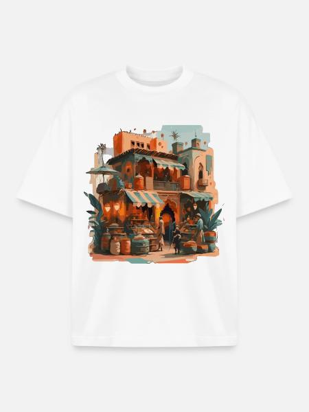 Atmosphärisches marokkanisches Markthaus - Boxy Heavyweight Unisex Organic T-Shirt von Stanley/Stella - Weiß