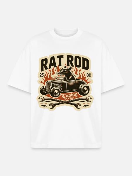 Ratsking Ratlook Shirt – Rustic Custom Style - Boxy Heavyweight Unisex Organic T-Shirt by Stanley/Stella - white