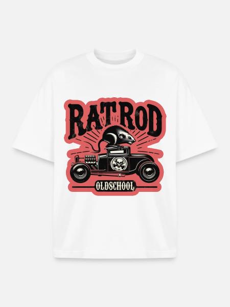 Ratsking Ratlook Shirt – Rustic Custom Style - Boxy Heavyweight Unisex Organic T-Shirt by Stanley/Stella - white