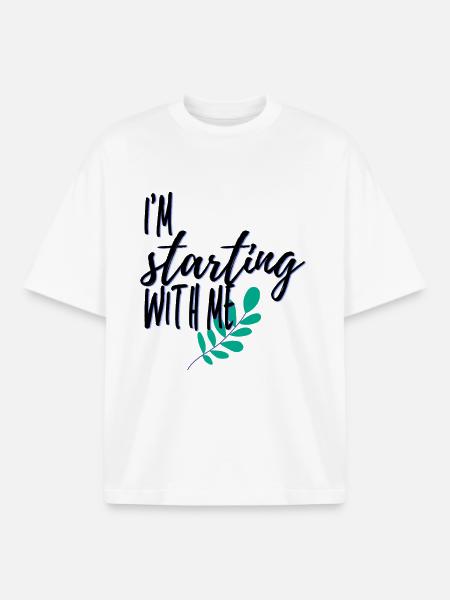 Je commence par moi - T-shirt unisexe boxy épais biologique Stanley/Stella - blanc