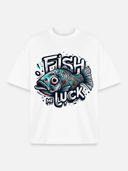 Fish me luck fishing poker gift - Boxy Heavyweight Unisex Organic T-Shirt by Stanley/Stella - white