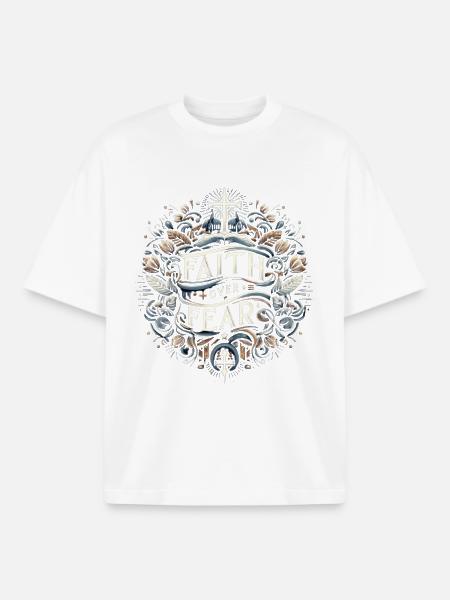 Glaube Über Angst Emblem - Boxy Heavyweight Unisex Organic T-Shirt von Stanley/Stella - Weiß