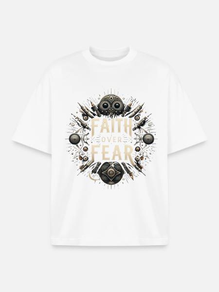 Glaube über Angst Steampunk - Boxy Heavyweight Unisex Organic T-Shirt von Stanley/Stella - Weiß
