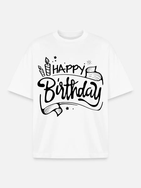 Bon anniversaire - T-shirt unisexe boxy épais biologique Stanley/Stella - blanc