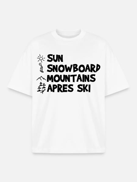 Sun, Snowboard, Mountains, Après-ski - Boxy Heavyweight Unisex Organic T-Shirt by Stanley/Stella - white