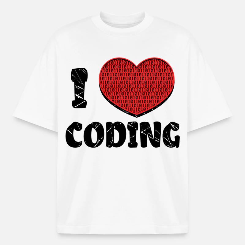 Script de code Debug Heart Statement - T-shirt unisexe épais coupe boxy Stanley/Stella - blanc