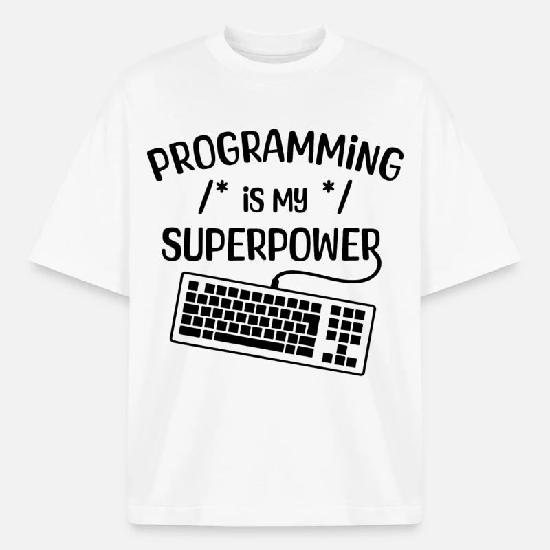 Computer Freak Statement Developer Programmer - Boxy Heavyweight Unisex Organic T-Shirt by Stanley/Stella - white