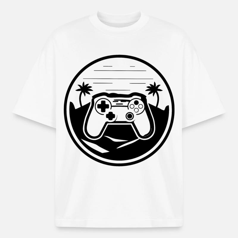 Game Controller Graphics - Boxy Heavyweight Unisex Organic T-Shirt by Stanley/Stella - white