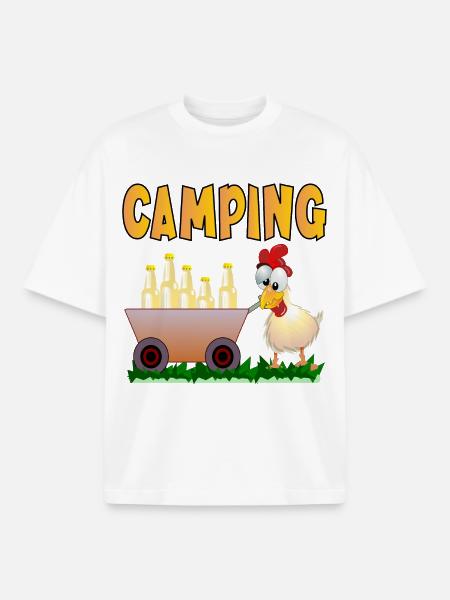 CAMPING DRINKS - Boxy Heavyweight Unisex Organic T-Shirt by Stanley/Stella - white