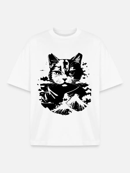Cat Anime Look - Boxy Heavyweight Unisex Organic T-Shirt by Stanley/Stella - white