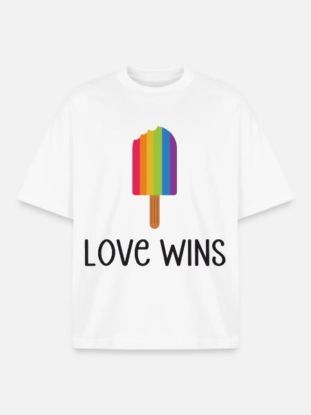 LGBTQ Pride Month - Love Wins - Boxy Heavyweight Unisex Organic T-Shirt by Stanley/Stella - white