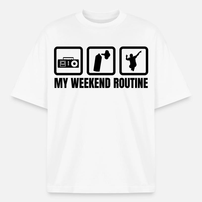 Ma routine du week-end - T-shirt unisexe épais coupe boxy Stanley/Stella - blanc