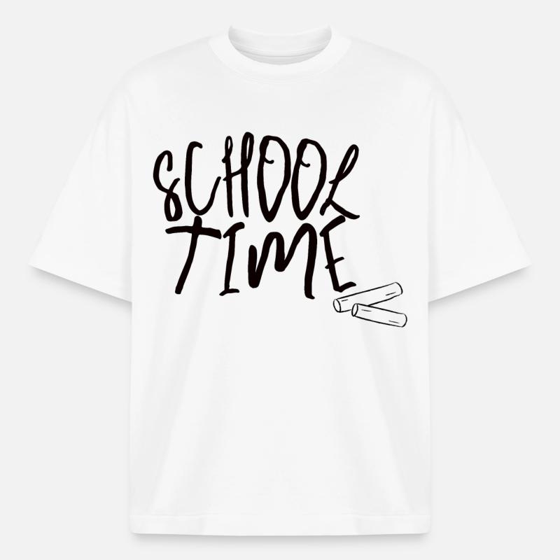 School Time – Minimal Schulstart Design - Boxy Heavyweight Unisex Organic T-Shirt von Stanley/Stella - Weiß
