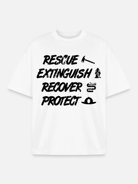 Rescue Extinguish Recovery Protect - Boxy Heavyweight Unisex Organic T-Shirt by Stanley/Stella - white