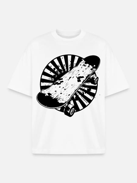 Skateboard Drawing - Boxy Heavyweight Unisex Organic T-Shirt by Stanley/Stella - white