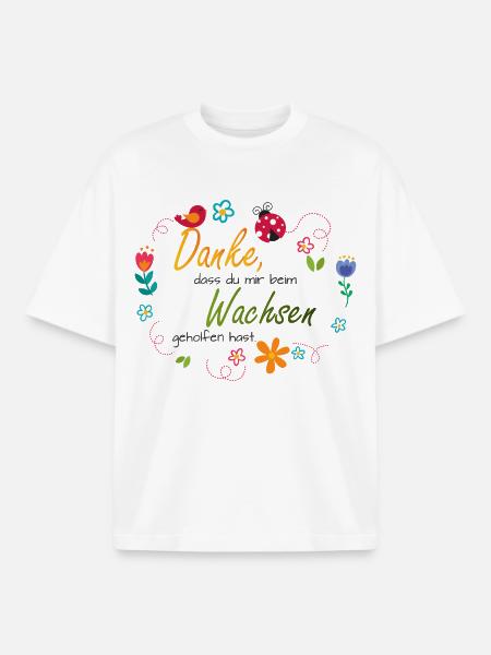 Blumenkranz - bunte Blumen - Vogel - Marienkäfer - Boxy Heavyweight Unisex Organic T-Shirt von Stanley/Stella - Weiß