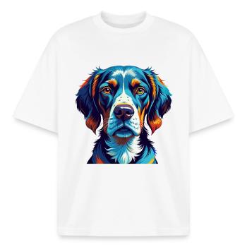 Ariege Pointer Hund Rasse Bunte Karikatur Kawaii - Boxy Heavyweight Unisex Organic T-Shirt von Stanley/Stella - Weiß - Vorne - AI Model Male 185 light (185cm) & AI Model Female 172 dark (172cm)