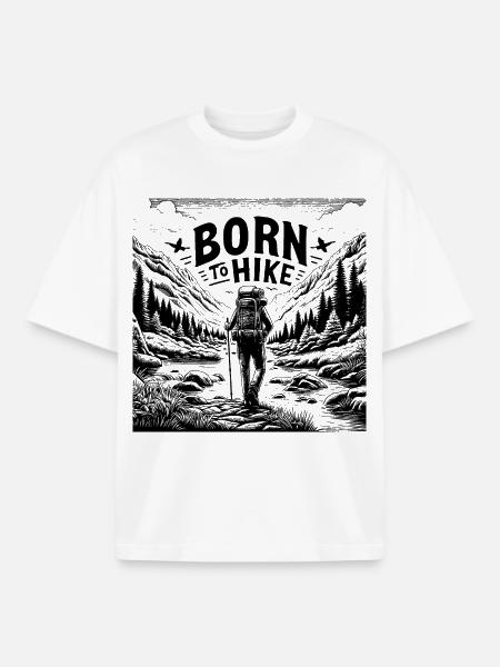 Born to hike - Boxy Heavyweight Unisex Organic T-Shirt by Stanley/Stella - white