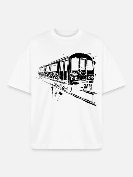 Graphique ferroviaire - T-shirt unisexe boxy épais biologique Stanley/Stella - blanc