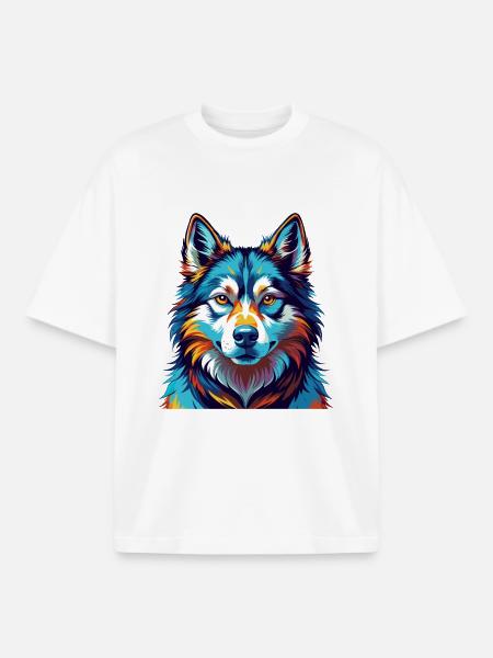 Østsibiriske Laika hunderace tegneserie Kawaii - Stanley/Stella unisex boxy heavyweight T-shirt økologisk - hvid