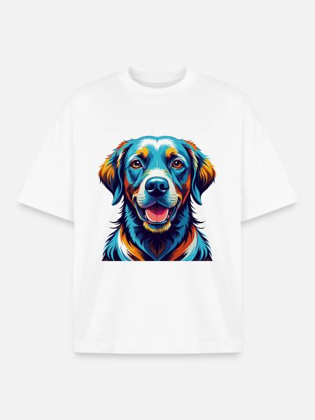 Labrador hundeopdræt farverig tegneserie Kawaii - Stanley/Stella unisex boxy heavyweight T-shirt økologisk - hvid