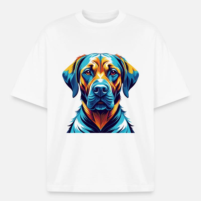 Rhodesian Ridgeback Hunderasse Karikatur Kawaii - Boxy Heavyweight Unisex Organic T-Shirt von Stanley/Stella - Weiß