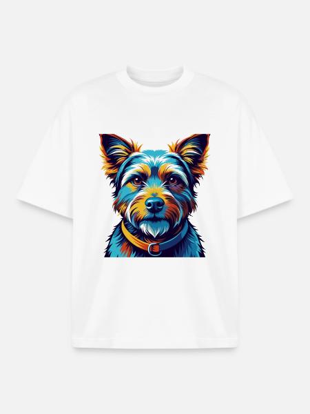 Teddy Roosevelt Terrier Hund Race Tegneserie Kawaii - Stanley/Stella unisex boxy heavyweight T-shirt økologisk - hvid