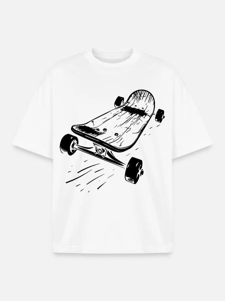 Skateboard - Boxy Heavyweight Unisex Organic T-Shirt by Stanley/Stella - white