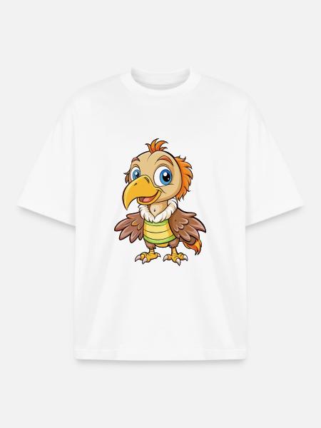 vautour mignon personnage de dessin animé Kawaii Clipart - T-shirt unisexe boxy épais biologique Stanley/Stella - blanc