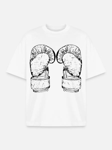 Kickboxing Gloves Sketch - Boxy Heavyweight Unisex Organic T-Shirt by Stanley/Stella - white