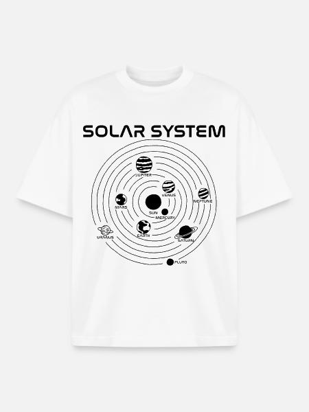 Solar System Map (Black) - Boxy Heavyweight Unisex Organic T-Shirt by Stanley/Stella - white