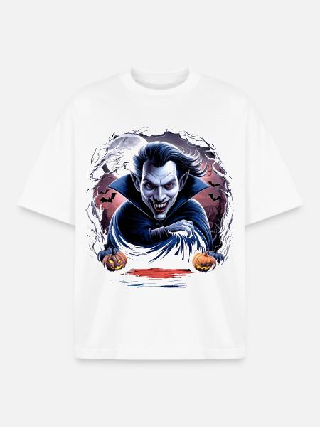 Fangs & Frights Halloween Vampire - Boxy Heavyweight Unisex Organic T-Shirt by Stanley/Stella - white