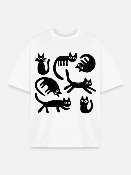 Sieben Glückskatzen L Schwarz - Boxy Heavyweight Unisex Organic T-Shirt von Stanley/Stella - Weiß
