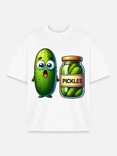 Cucumber's Pickle Predicament: Shocked and Jarred! - Boxy Heavyweight Unisex Organic T-Shirt by Stanley/Stella - white