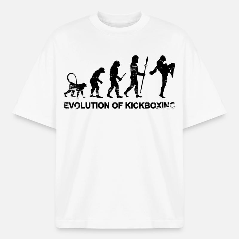 Évolution du kickboxing - T-shirt unisexe épais coupe boxy Stanley/Stella - blanc