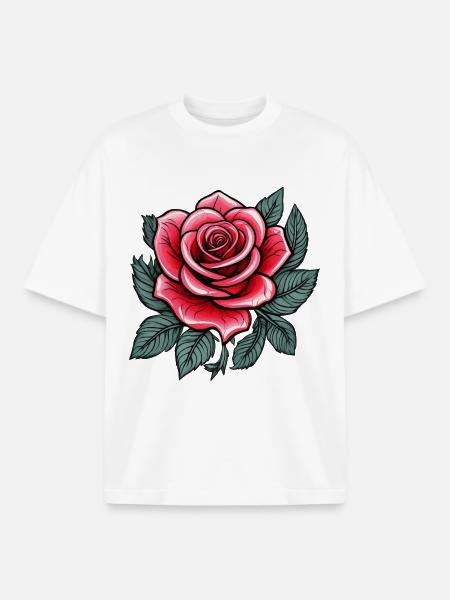 Rose Tattoo Rosenblüte - Boxy Heavyweight Unisex Organic T-Shirt von Stanley/Stella - Weiß