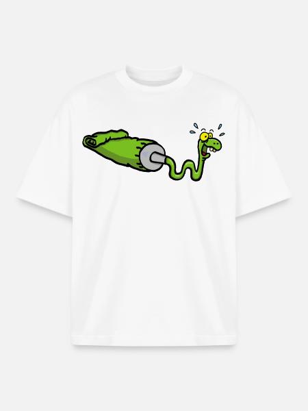 Green snake and gouache tube - Boxy Heavyweight Unisex Organic T-Shirt by Stanley/Stella - white
