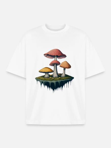 ENCHANTED MUSHROOM ISLAND - Boxy Heavyweight Unisex Organic T-Shirt by Stanley/Stella - white